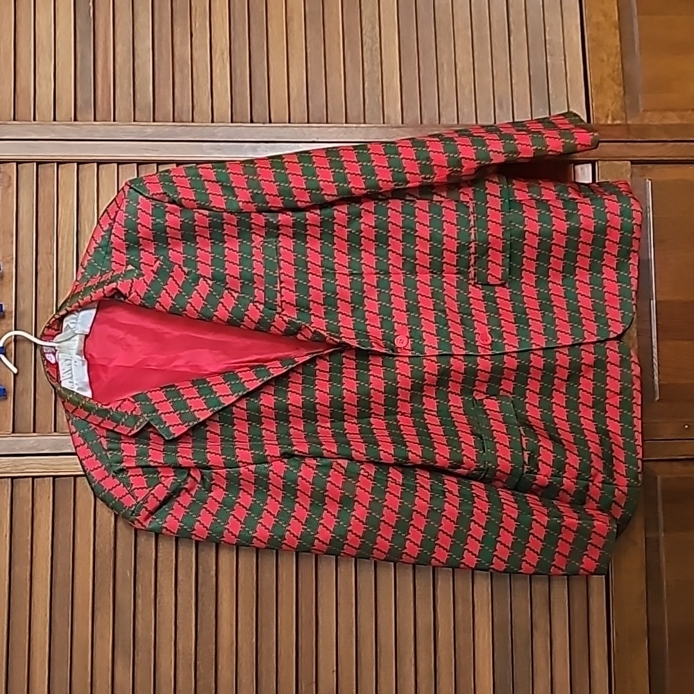 NWOT Christmas Blazer Dec. 25th ugly X-Mas jacket men XL red and green lined - Picture 1 of 12
